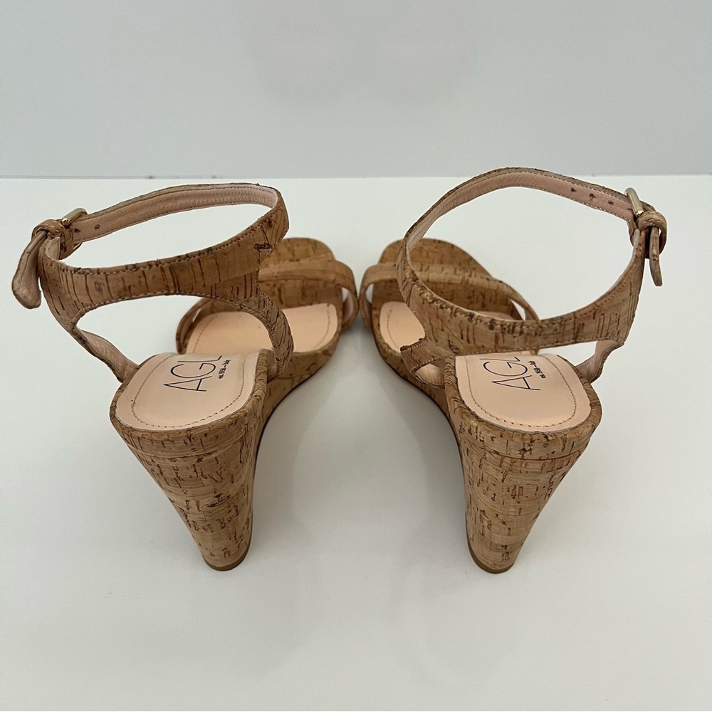 AGL Demi Ankle Strap Cork Wedge Sandal in Natural NEW - Picture 9 of 14